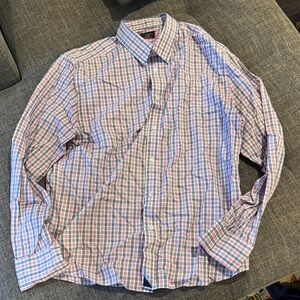 UNTUCKit Pink and Light Blue Check Cotton Dress Shirt